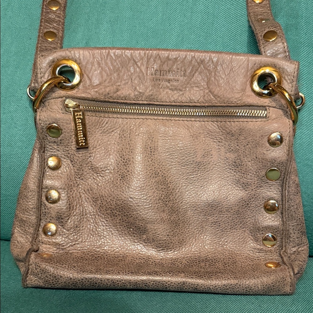 Hammitt Brown Leather Shoulder Bag with Gold Accents